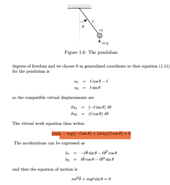derivation pendulom